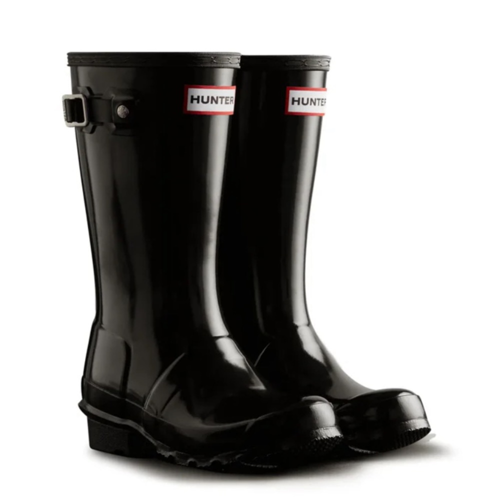 Hunter kids gloss Black Tall Boots size US 3 boy/4 girl